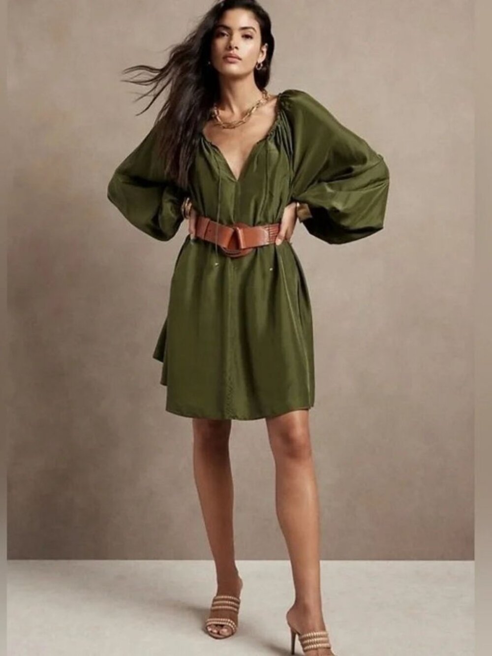 Banana Republic Green Reverie Silk Dress